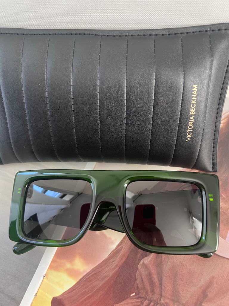 Victoria Beckham Dark Green Oversized Square Sunglasses